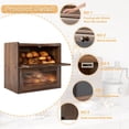 thumbnail image 4 of Double Layer Large Bread Box for Kitchen Counter, Wooden Corner Bread Storage Container with Acrylic Window, Retro Brown, 4 of 8