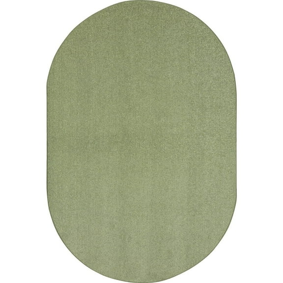 HomeStock Island Oasis Fluffy Floor Mat, 6' x 9' Oval, Sage.