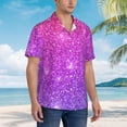 thumbnail image 5 of Xecao Pink Purple Glitter print Hawaiian shirt - a stylish short-sleeve button-down for men, perfect for casual beach and tropical outings., 5 of 9