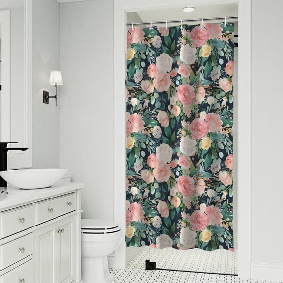 Pioneer Flower Floral Print Pattern Shower Curtain 36"x72" ,Bathroom Decorative Shower Curtains Set with 12 Hooks,Modern Waterproof Washable Shower Curtain