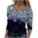 thumbnail image 1 of Moda mujer Casual impresión cuello redondo manga larga suelta camiseta otoño blusa pulóver Tops Pompotops  FGAJ6076, 1 of 5