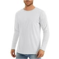 thumbnail image 2 of yoeyez Men's Sun Protection Shirts Solid Color Long Sleeve Sunscreen Shirt Lightweight Breathable Spf Rash Guard for Fishing Hiking Swimming Running White,2XL, 2 of 7