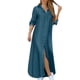 thumbnail image 5 of Vestido informal de mujer, de denim liso, con cuello en V, manga larga, botones y bolsillos, de poliéster, 5 of 7