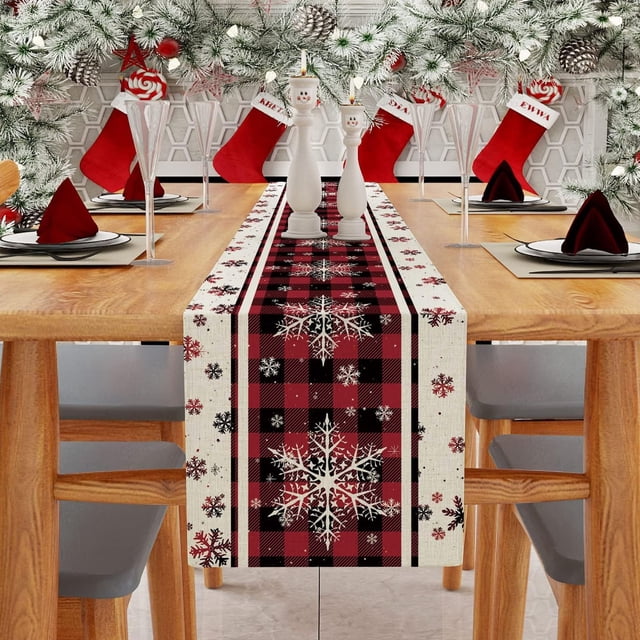 Kbndieu Nappe de Noël Drapeau de Table Rouge Imperméable Décoration Housse de Meuble Tv Nappe Longue de Table Basse Fournitures de Décoration de Noël Décorations de Noël