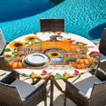 thumbnail image 6 of Fall Pumpkin Round Tablecloth, Fitted Table Cover with Elastic for 45"-54" Round Tables, Thanksgiving Sunflowers Rustic Pine Cone Table Cloth Outdoor Indoor Dinning Party Waterproof Tablecloths, 6 of 7