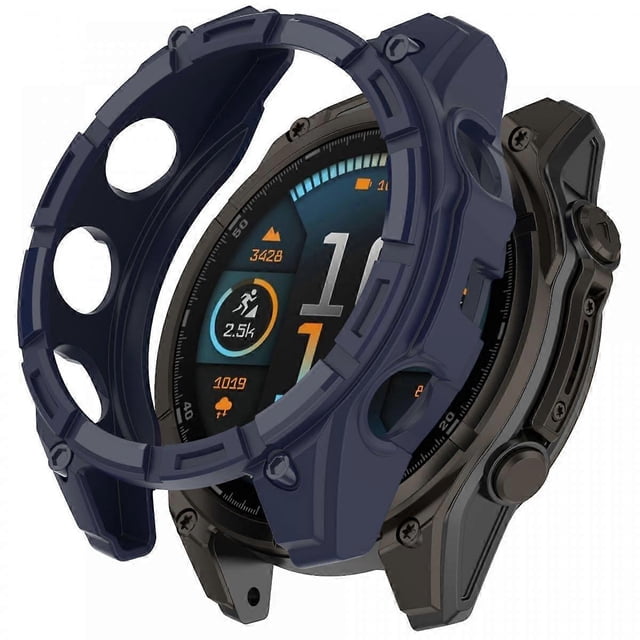 Estuche para reloj de TPU para Garmin Fenix 8 de 51 mm, con marco hueco y antiarañazos, color naranja, azul medianoche y multicolor