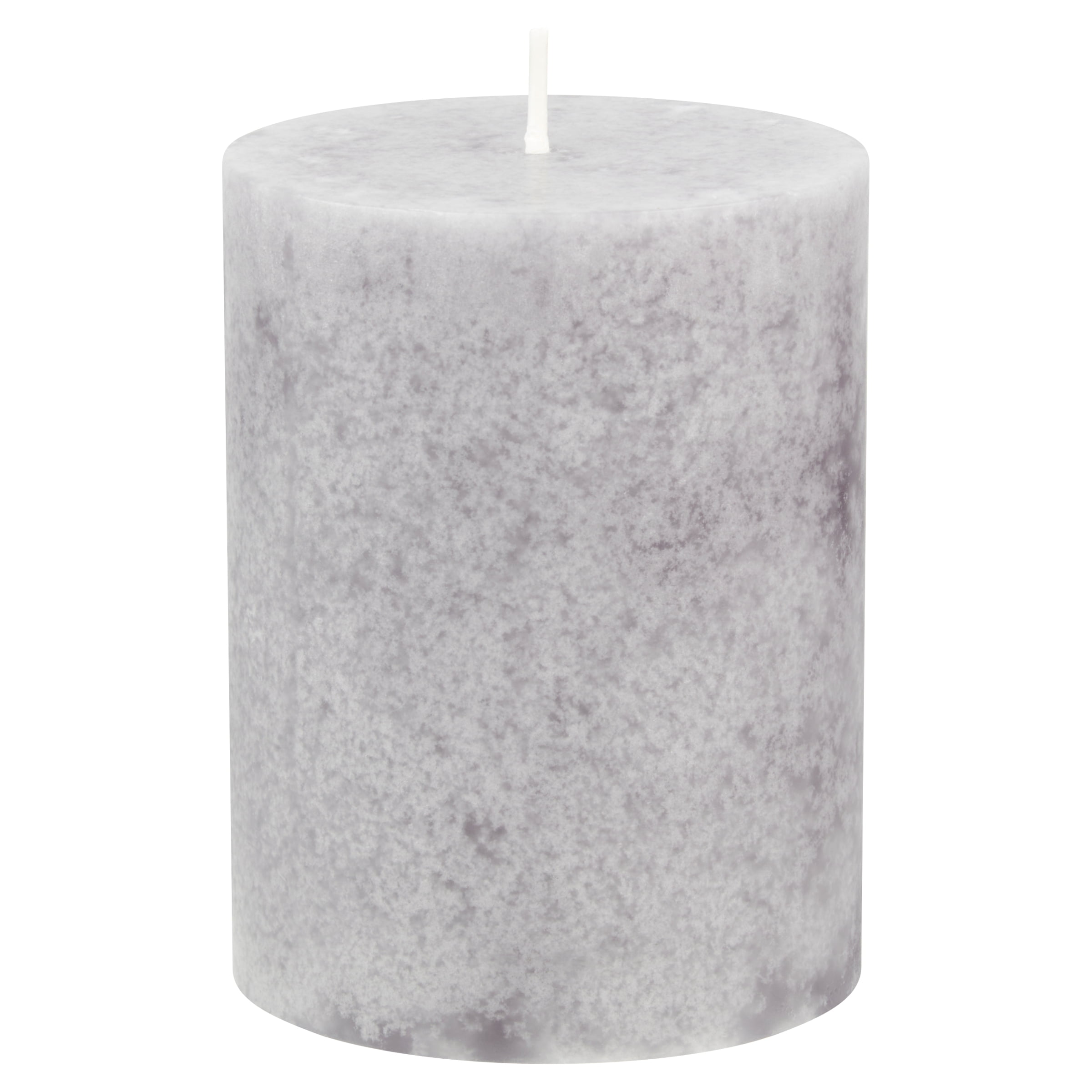 (2 pack) Mainstays Unscented Decorative Mottled Pillar Candles, 3x4inch tall, Gray Mottled Color