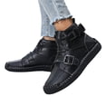 thumbnail image 3 of KANG Fashion Couples Matching Sneakers for Women & Men, Spring Summer Plus Size Leather Upper Shoes, Hand-Stitched Casual Comfort Athletic Training Fitness Shoes Black 42, 3 of 7