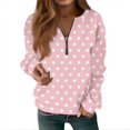 thumbnail image 4 of Women's Polka Dot Quarter Zip Sweatshirt Long Sleeve Casual Pullover Top for Fall Soft Relaxed Fit Sweatshirt, 4 of 6