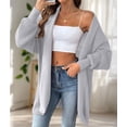 thumbnail image 6 of Women Fall Winter Long Sleeve Cardigan Open Front Solid Color Block Fashion Loose Knit Sweater Light Gray One Size, 6 of 9