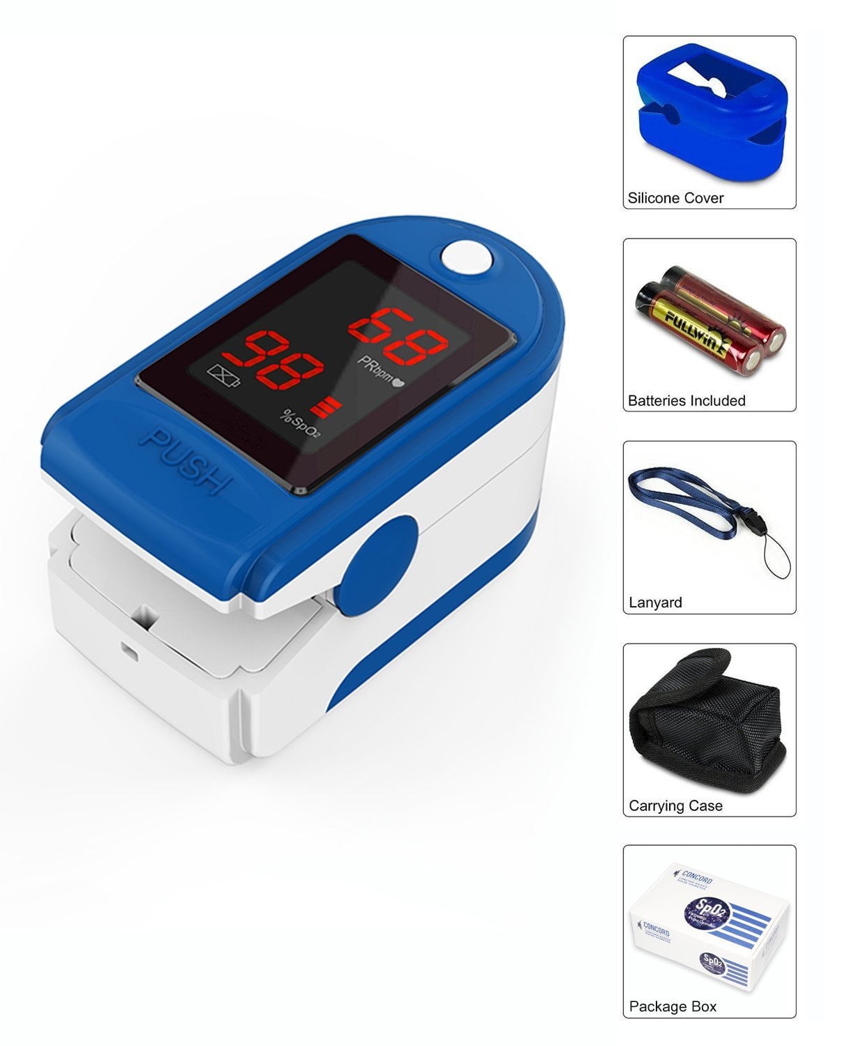 Concord Basics Finger Pulse Oximeter Blue