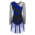 thumbnail image 6 of Mufeng Figure Skating Dress for Women Long Sleeve Mesh Rhinestone Gymnastics Competition Leotard Royal Blue L, 6 of 9