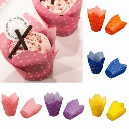 Floral Cupcake Wrapper - Akoyovwerve 50Pcs Yellow Paper Cake Cupcake Baking Cup Muffin Wraps Cases Cake Mold, Cupcake Liner