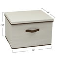 thumbnail image 2 of Household Essentials Wide KD Storage Box With Lid, 15”x18.5"x12”, Durable Canvas Sides With Cardboard Reinforcement for Sturdiness, Includes Handle for Easy Access, Natural with Brown Trim, 2 of 7