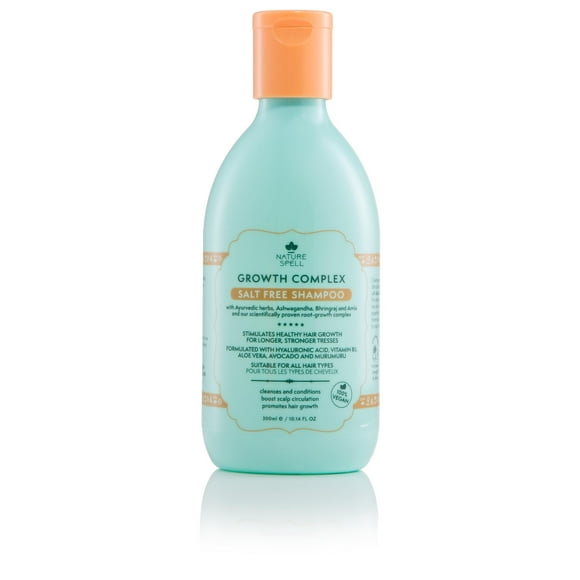 Champú para el cabello Nature Spell para el crecimiento del cabello infundido con hierbas ayurvédicas veganas y sin sulfatos, adecuado para todo tipo de cabello, 10,14 onzas líquidas