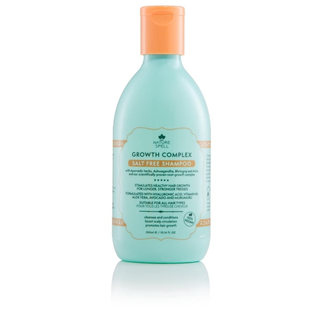 Champú para el cabello Nature Spell para el crecimiento del cabello infundido con hierbas ayurvédicas veganas y sin sulfatos, adecuado para todo tipo de cabello, 10,14 onzas líquidas