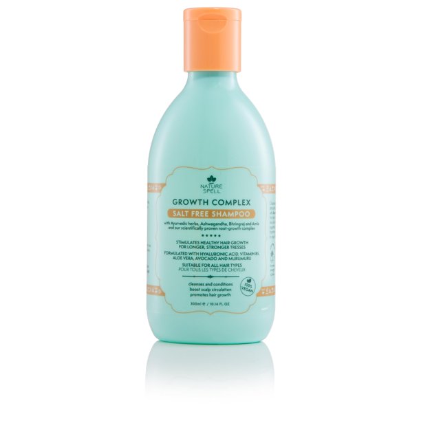 Champú para el cabello Nature Spell para el crecimiento del cabello infundido con hierbas ayurvédicas veganas y sin sulfatos, adecuado para todo tipo de cabello, 10,14 onzas líquidas