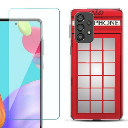 Slim-Fit Gel TPU Phone Case for Samsung Galaxy A33 5G  with Tempered Glass Screen Protector  by OneToughShield ® - Phone Booth Red