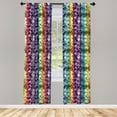thumbnail image 3 of Ambesonne Colorful Curtains, Diagonal Houndstooth, Pair of 28"x63", Multicolor, 3 of 5