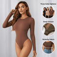 thumbnail image 5 of Sol Living Shapewear for Women Tummy Control Bodysuit Seamless Bodysuit Slimming Shaping Bodysuits Body Sculpting Long Sleeve Womens Tops Going Out Tops for Women Basics Body Suit, 5 of 6