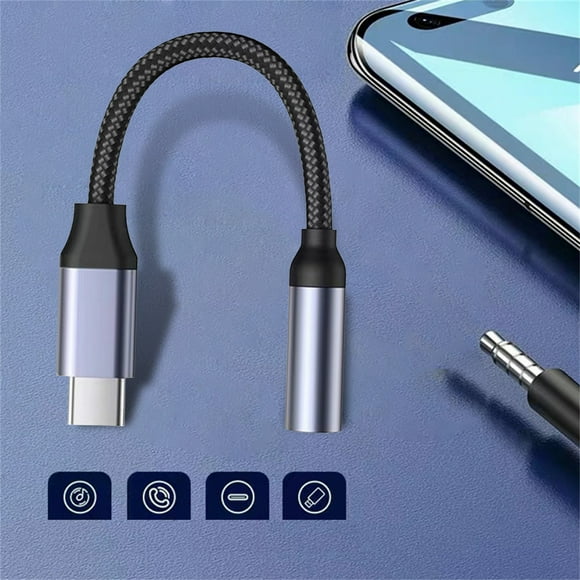 EGNMCR USB C To Headphone Adapter Cable Type C Port Male To Female Stereo Audio Headphone 3.55mm AUX Connector Built In Digital Decoder Adapter line