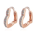 thumbnail image 1 of Nvzi Pendientes de platino y oro rosa para mujer, versión coreana, sencillos, dulces, con forma de corazón, elegantes y frescos, con forma de corazón, joyería con clip para las orejas (oro rosa), 1 of 4