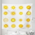 thumbnail image 1 of Yellow and White Tapestry, Various Different Sun Summer Hot Warm Weather Morning Daytime, Fabric Wall Hanging Decor for Bedroom Living Room Dorm, 5 Sizes, Marigold White, by Ambesonne, 1 of 1