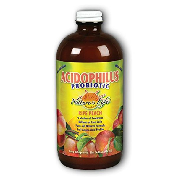 Natures Life Ripe Peach Acidophilus, Liquid, Peach (BtlGlass) 16oz