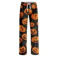 thumbnail image 4 of Pajama Pants Women Halloween Pumpkin Print Soft Drawstring Stretch Sleep Bottoms, 4 of 5