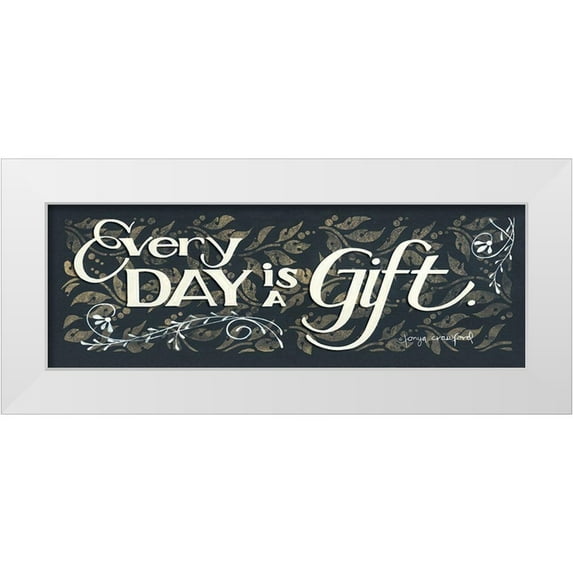 Crawford, Tonya 24x11 White Modern Wood Framed Museum Art Print Titled - Every Day is a Gift