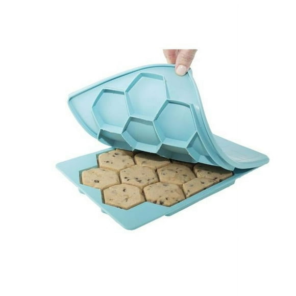 ShapeStore The Smart Cookie Innovative Cookie Cutter and Freezer Container, Baker's dozen, Blue