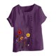 thumbnail image 3 of Xuyuer Womens Linen Tops 2026 Summer Short Sleeve Shirts Loose Crewneck Casual Boho Tops Vintage Embroidered Blouses Loose Short Sleeves, Fashion Blouses for Women, 3 of 5