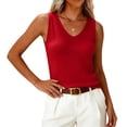 thumbnail image 2 of OIOLOYJM Womens Summer Sleeveless Tank Tops 2026 Casual V Neck Knit Cami Shirts Going Out Trendy Lounge Outfits Red L, 2 of 4
