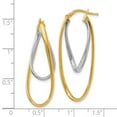 thumbnail image 2 of 14k Two-Tone Twisted Hinged hoop Gold Polished Hoop Earrings 42x21mm Wide 3mm Thick Hoop Earring for Women, 2 of 2