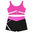 thumbnail image 3 of Sxiwei Kids Girls 2 Pcs Athletic Outfit Gymnastic Crop Top with Shorts Set Dancewear Swimwear Hot Pink 14, 3 of 7