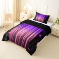 thumbnail image 2 of Manfei 3D Neon Stripes Twin Comforter Sets, Gradient Vertical Lines Bedding Set, Purple Pink Black, Black Reversible 2-Piece, 1 Comforter and 1 Pillowcase, 2 of 6