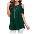 thumbnail image 1 of Camiseta de manga corta con cuello redondo y hombros descubiertos camiseta de talla grande Eccomum  Verde militar L, 1 of 4
