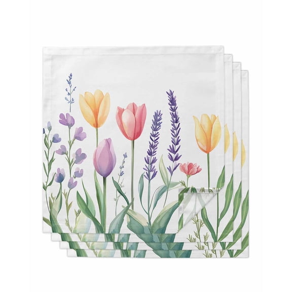 Hokiten Kitchen Dinner Napkins Set of 4 Colorful Spring Floral Cloth Napkins Reusable Washable Table Napkins for Weddings Cocktail Parties Holiday Table Decor 20x20 Inch