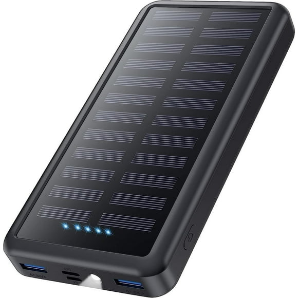 27000mAh Portable Power Bank - PD 3.0 Fast Charging Battery Pack with 3 Outputs, Solar Charging Capability, and LED Flashlight