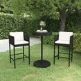 thumbnail image 1 of vidaXL 3 Piece Garden Bar Set with Cushions Poly Rattan Black, 1 of 5