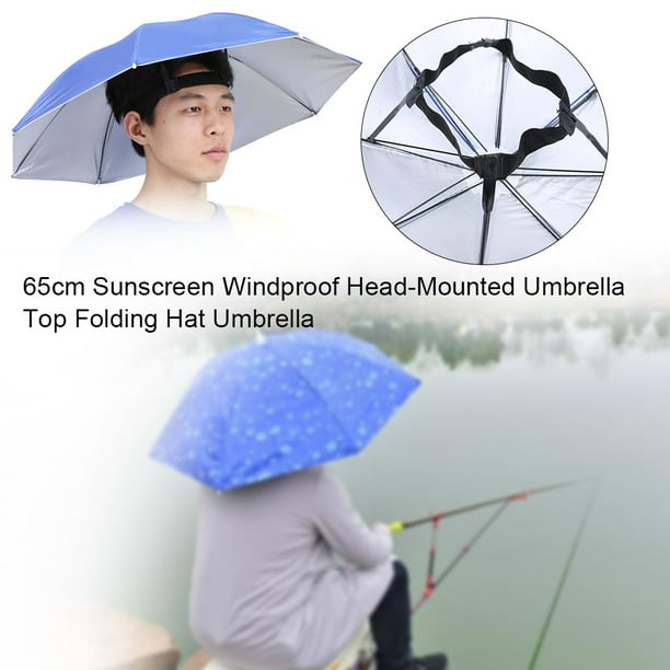 25.5in Fishing Umbrella Hat Folding Sun Rain Cap Sunscreen Windproof  Head-Mounted Umbrella Top Folding Hat Umbrella[camouflage]