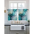 thumbnail image 2 of Teal Ombre Tier Curtains 24 Inch Length, Sheer Curtains for Bedroom Living Room Window Modern Marble Ink Painted Abstract Rod Pocket Voile Drapes Kitchen Curtains Small Half Window 27.5"x24" 2 Panels, 2 of 6
