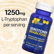 NATURAL STACKS Serotonin Brain Food w/ L-Tryptophan & Rhodiola Rosea - Mood Support Supplement - Promotes Positive Mood, Calmness, Stress Relief - Happy Mood & Brain Support Supplement - 60 Capsules