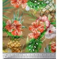thumbnail image 1 of Soimoi Rayon Fabric Floral,Monstera Leaves & Pine Fruits Print Sewing Fabric Yard 56 Inch Wide, 1 of 1