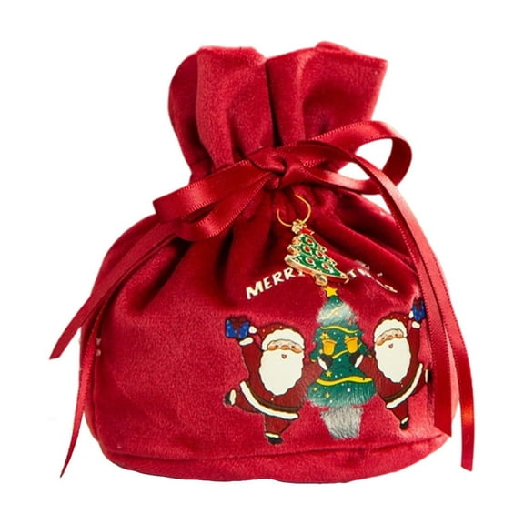 Christmas Velvet Bag, Christmas Gift Bag, Small Holiday Gift Packaging Bag, Reusable Cloth Tote with Sturdy Handle for Christmas Candy and Small Presents