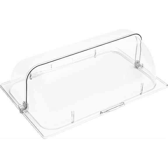 Miumaeov 4 Pack Clear Chafing Dish Cover Full Size Roll Top Bakery Pan Display 1/1 Plastic Chafing Dessert Cake Food Display Cover