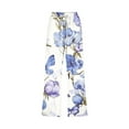 thumbnail image 4 of QATAINLAV Womens Linen Pants Trendy Floral Print Capri Pants Casual Elastic Waist Drawstring Sweatpants Summer Loose Straight Cropped Trousers with Pockets Multicolor L Gifts for Mom, 4 of 6