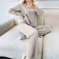 thumbnail image 4 of HAiming Women's 2 Piece Lounge Sets Solid Long Sleeve Crewneck Tops and Pants Oufits Casual Comfort Pajamas Homewear, 4 of 7
