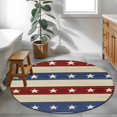 thumbnail image 4 of 4th of July Large Area Rugs for Bedroom Living Room, Soft Non Slip Carpet Bedside Rug, Blue Red Star Striped Independence Day Round Floor Cover Kitchen Accent Rug 4' for Dining Room/Office, 4 of 9