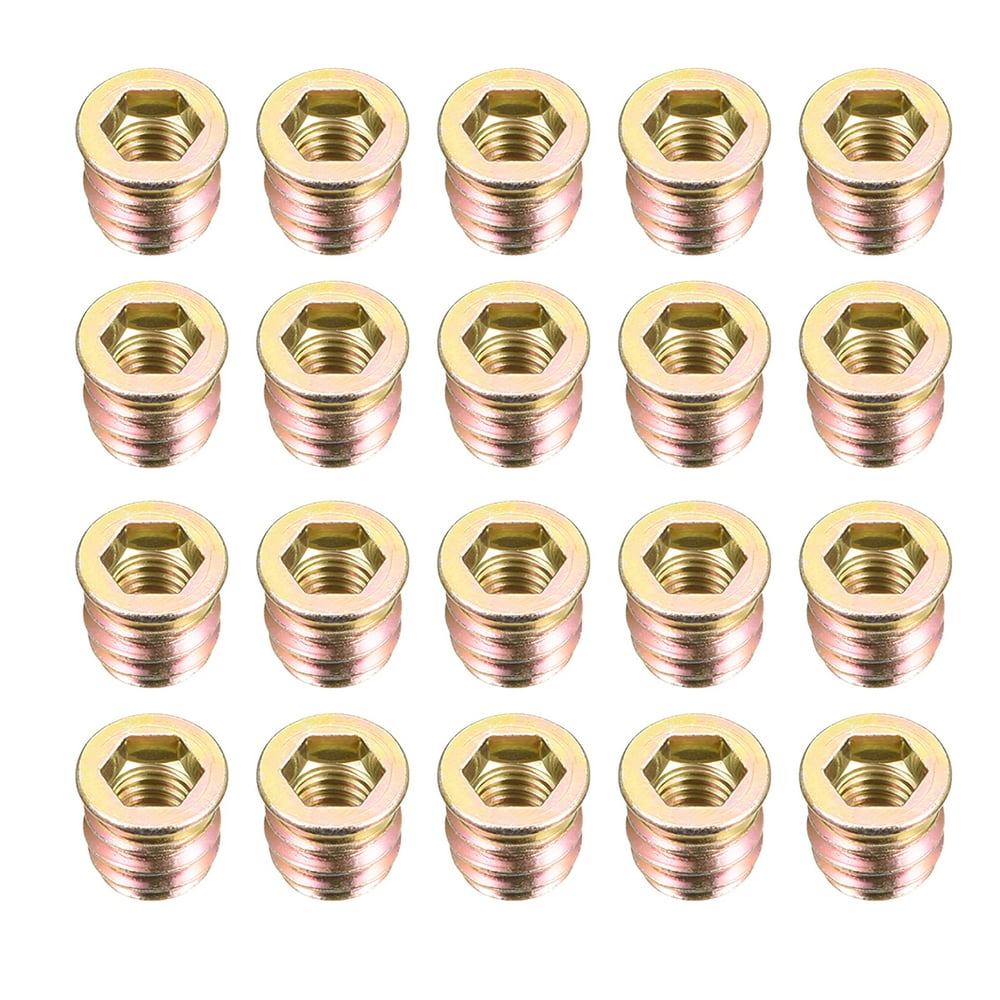 M8x13mm Threaded Insert Nuts Carbon Steel Zinc Plated 20 Pack Walmart